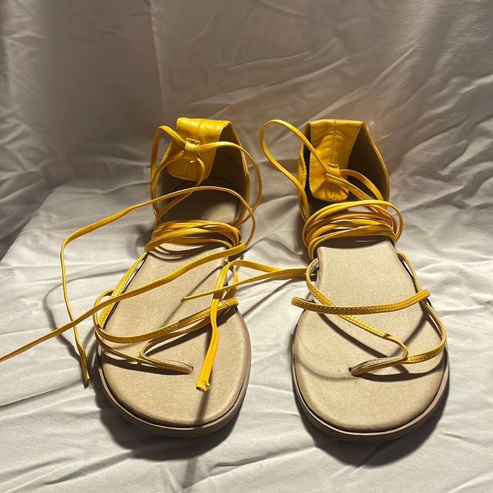GUESS yellow gladiator sandals